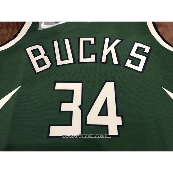 Camiseta Milwaukee Bucks Giannis Antetokounmpo #34 Earned 2020-21 Verde